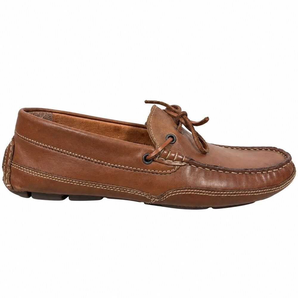 G.H. Bass Mens 8.5 Brown Leather Driving Moccasin Loafers Lace Up Driver